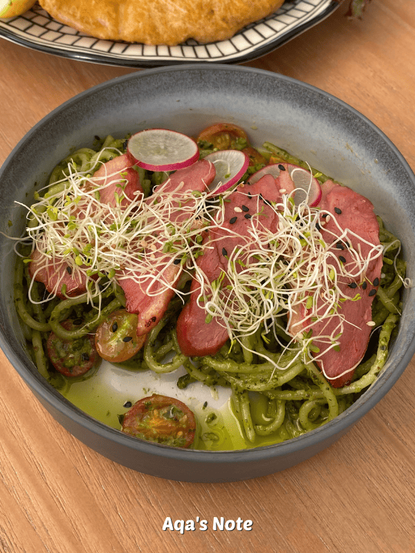 fly me to cafe in penang smoke duck pesto pasta aqa's note