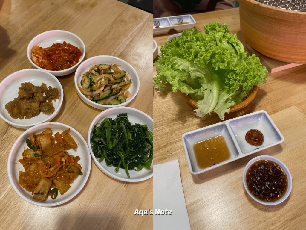 banchan and salad for bbq